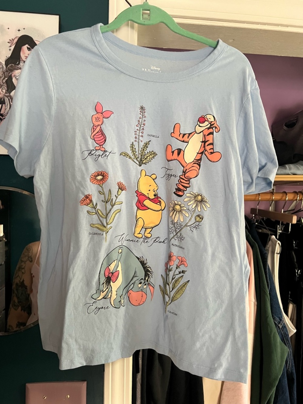Disney Light Blue Winnie the Pooh Graphic Short Sleeve Tee
